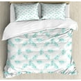 thumbnail image 1 of Turquoise Duvet Cover Set, Swirling Flowers Branches Fresh Botanical Curvy Ornamental Lines Springtime Art, Decorative 3 Piece Bedding Set with 2 Pillow Shams, Queen Size, Turquoise, by Ambesonne, 1 of 3