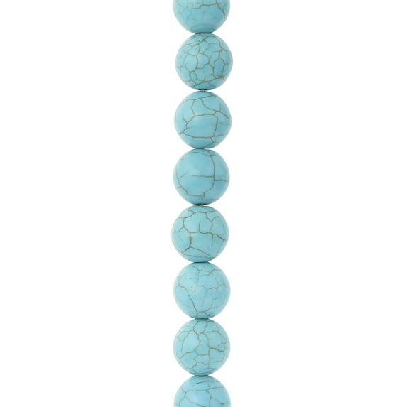 Turquoise Dyed Reconstituted Howlite Round Beads - 12mm by Bead Landing