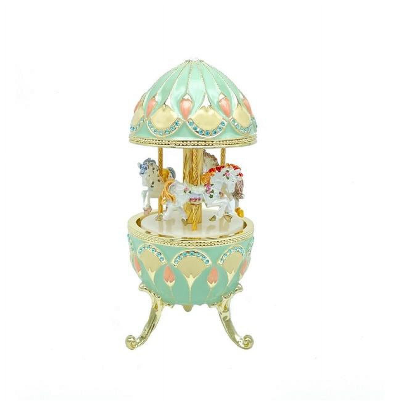 Turquoise Egg Horse Carousel Trinket Box with Austrian crystals ...
