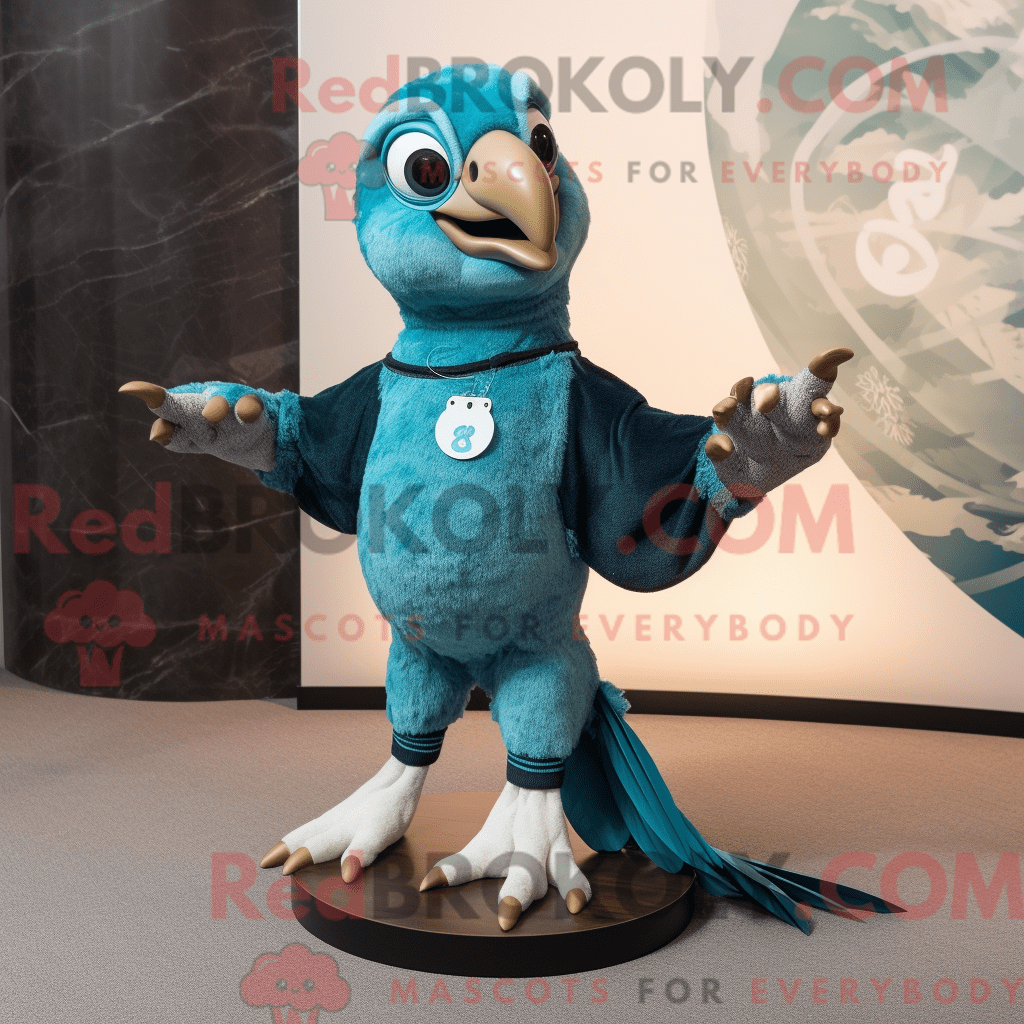 Turquoise Falcon REDBROKOLY mascot costume character dressed with a ...