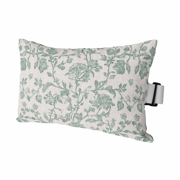 Turquoise Farmhouse Outdoor Pillows for Chaise Lounge Chair Waterproof Lumbar Pillows with Insert&Strap Beach Headrest Pillow Vintage Flower Leaf Botanical Plant Pillow for Patio Pool 11"x16"