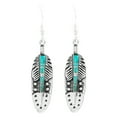 thumbnail image 1 of Turquoise Feather Earrings for Women Sterling Silver 925 | Turquoise Network | E1244-C05, 1 of 4