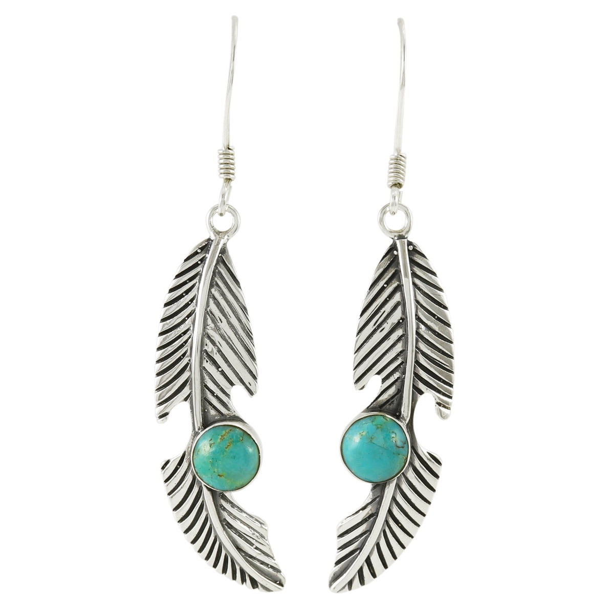 Turquoise Feather Earrings for Women Sterling Silver 925 Turquoise