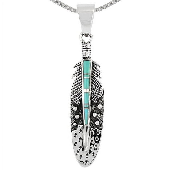 Turquoise Feather Necklace for Women Sterling Silver 925 | Turquoise Network | PN3058-C05-B20