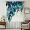 thumbnail image 1 of Turquoise Feather Sheer Curtains 45 Inches Long, Abstract Beige Peacock Feather Light Filering Curtains, Breathable Simi Curtain Privacy Drapes for Kitchen Bathroom Lightweight Small Window Treatment, 1 of 9