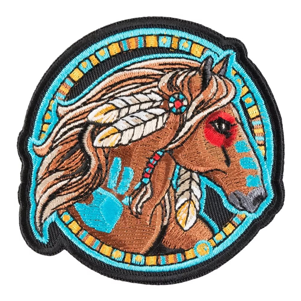 Turquoise Feathered Horse Dreamcatcher Patch, Native Indian Patches ...