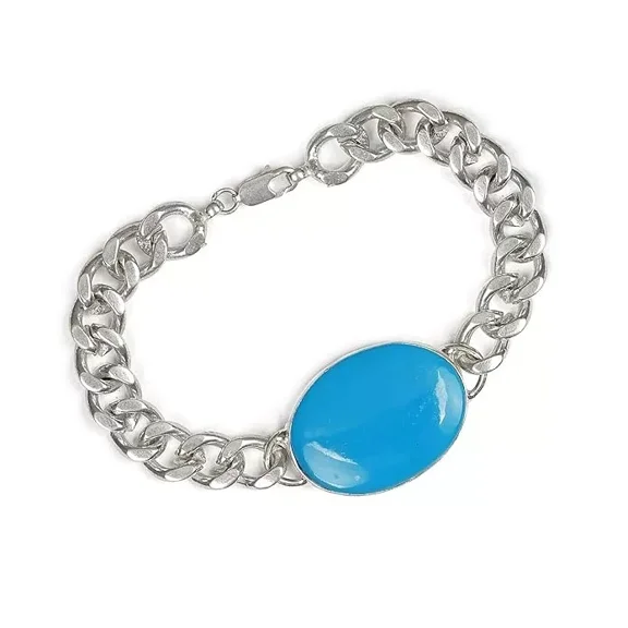 Handmade Blue Silver Reiki Healing and Crystal Gemstone Bracelet