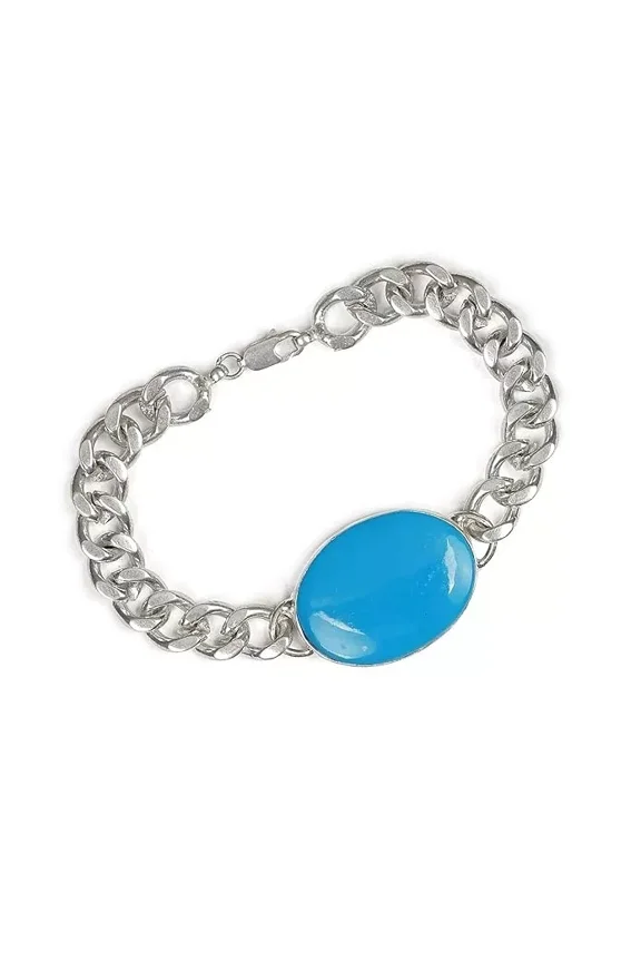 Blue Silver Reiki Healing and Crystal Gemstone Bracelet