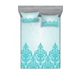 thumbnail image 1 of Turquoise Fitted Sheet & Pillow Sham Set, Retro Style Medieval European Victorian Gradient Royal Pale Patterns Art Print, Decorative Printed 6 Piece Bedding Decor Set, Queen, Blue, by Ambesonne, 1 of 3