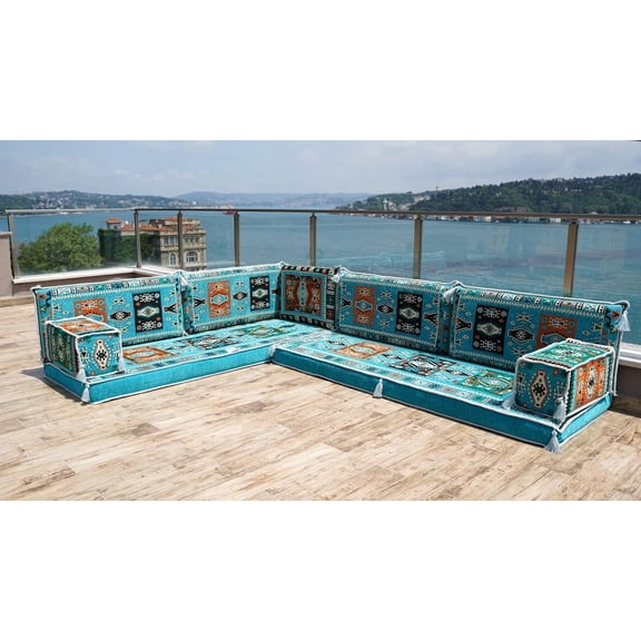 Turquoise Floor Cushions, Arabic Majlis, Turkish Sofa Set, L Shaped Modular Sofa, Arabic Floor Cushions, Diwan Sofa, Meditation Cushion