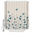 thumbnail image 1 of Turquoise Floral Butterfly Bathroom Shower Curtains with 12 Hooks Polyester Waterproof Shower Curtain for Stalls and Bathtubs Spring Rustic Botanical Beige Decorative Bathroom Curtain 36x72 Inches, 1 of 8
