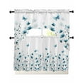 thumbnail image 1 of Turquoise Floral Butterfly Kitchen Curtains Sets 36 Inch Length with Valance, Spring Rustic Botanical Flowers Swag Valances and Tiers Curtain Set Drapes Swag Curtains for Living Room, Bathroom, 1 of 6