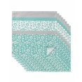 thumbnail image 1 of Turquoise Floral Cloth Napkins Set of 8 Reusable Dinner Napkins, Botanical Blossom Motif Boho Grey Stripes Cocktail Napkin Washable Table Napkins for Wedding/Holiday Party/Baby Shower 20"x20", 1 of 7