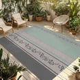 thumbnail image 1 of Turquoise Floral Outdoor Rug for Patio/Deck/Porch, Non-Slip Large Area Rug 4 x 6 Ft, Modern Farmhouse Leaves Gray Striped Indoor Outdoor Rugs Washable Area Rugs, Reversible Camping Rug Carpet Runner, 1 of 8