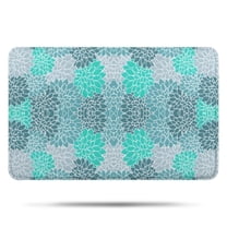 Turquoise Floral and Petal Pattern Bathroom Rugs Mat,Non Slip Microfiber Bathroom Rug,Rubber Backing,Soft Bathroom Mats for Bathroom Floor,Tub and Shower,17x27in(43x68cm)