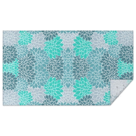 Turquoise Floral and Petal Pattern Rectangle Tablecloth 60"x102",Waterproof Polyester Rectangle Table Cloth, Wipeable Spillproof Polyester Tablecloth for Dining, Camping, Indoor and Outdoor