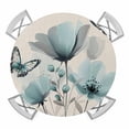 thumbnail image 1 of Turquoise Floral Round Fitted Tablecloth with Elastic Edge, Waterproof Table Cloth Table Cover for 36"-44" Tables, Spring Pastoral Flowers Butterfly Beige Tablecloths for Dining Picnic Indoor Outdoor, 1 of 9