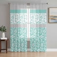 thumbnail image 1 of Turquoise Floral Sheer Curtains 63 Inch Length 2 Panels Set, Botanical Blossom Motif Boho Grey Stripes Voile Window Treatment Curtains Sheers Drapes for Bedroom/Living Room/Kitchen 52x"63"x2, 1 of 7