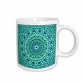 thumbnail image 1 of 3drose, Turquoise Floral Stone Mandala - Floral Bohemian Design, 15oz Mug, 1 of 6