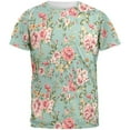 thumbnail image 1 of Turquoise Flower Pattern All Over Adult T-Shirt - Small, 1 of 2