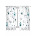 thumbnail image 1 of Turquoise Flowers Curtains 72 Inch Length, Sheer Curtains for Bedroom Living Room Window Farmhouse Spring Botanical Floral Rod Pocket Voile Drapes Kitchen Curtains Small Half Window 52"x72" 2 Panels, 1 of 6