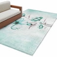 thumbnail image 1 of Turquoise Flowers Large Area Rugs for Bedroom Living Room, Soft Non Slip Carpet Bedside Rug, Farmhouse Gradient Floral Plants Rectangular Floor Cover Kitchen Accent Rug 4'x6' for Dining Room/Office, 1 of 9