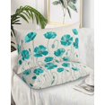 thumbnail image 1 of Turquoise Flowers Queen Pillow Cases Set of 2 - Microfiber Bed Throw Pillow Covers, Spring Retro Watercolor Botanical Floral Decorative Lumbar Pillow Cover with Envelope Closure for Sofa 20"x30", 1 of 6