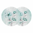 thumbnail image 1 of Turquoise Flowers Round 13 Inch Placemats Set of 2, Farmhouse Gradient Floral Plants HeatResistant Non Slip Place Mats for Dining Table, Wipeable Braided Kitchen Table Mats for Housewarming, 1 of 9