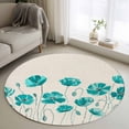 thumbnail image 1 of Turquoise Flowers Round Area Rug 3.3Ft Washable Circle Rugs for Dining Room Table, Spring Retro Watercolor Botanical Floral Non-Slip Carpet Floor Mats Indoor Outdoor Carpet Runner Home Decor, 1 of 8