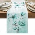 thumbnail image 1 of Turquoise Flowers Table Runner - 108 Inch Long, Kitchen Dining Table Runner Dresser Scarves, Farmhouse Gradient Floral Plants Farmhouse Decor for Coffee Tables Wedding Party Banquet, 1 of 8