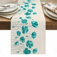thumbnail image 1 of Turquoise Flowers Table Runner - 108 Inch Long, Kitchen Dining Table Runner Dresser Scarves, Spring Retro Watercolor Botanical Floral Farmhouse Decor for Coffee Tables Wedding Party Banquet, 1 of 8