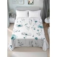thumbnail image 1 of Turquoise Flowers Twim Size Flat Sheet, Wrinkleproof & Fadeproof Cooling Flat Bed Sheet Only, Farmhouse Spring Botanical Floral Breathable Soft Bedding Top Sheets 66 x 96 Inches, 1 of 8
