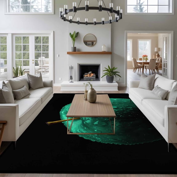 Turquoise Fruit 8x10 Area Rug for Living Room Sectional Sofa, Berry Drops Modern Classic Washable Non Slip Large Rectangle Area Rug