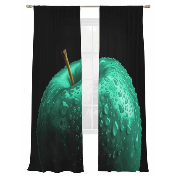 Turquoise Fruit Sheer Curtains 2 Panels Set Berry Drops Modern Classic Sheer Window Curtains Light Filtering Rod Pocket Voile Drapes for Bedroom Living Room 52"X108"