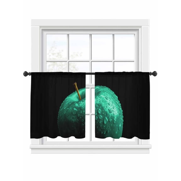 Turquoise Fruit Sheer Curtains 2 Panels Set Berry Drops Modern Classic Sheer Window Curtains Light Filtering Rod Pocket Voile Drapes for Bedroom Living Room 52"x54"