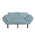 thumbnail image 1 of Turquoise Futon Couch, Oriental Moroccan Style Shapes for Living Room Guest Space Design, Daybed with Metal Frame Upholstered Sofa for Living Dorm, Loveseat, Slate Blue and Pale Blue, by Ambesonne, 1 of 4