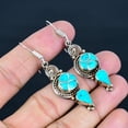 thumbnail image 1 of Turquoise Gemstone Boho 925 Sterling Silver Tibetan Nepali Earring 2.4" VJ 5340, 1 of 4