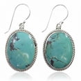 thumbnail image 1 of Tibetan Silver Turquoise Drop Earrings 925 Sterling Silver Handmade Boho Jewelry Gift for Women, 1 of 5