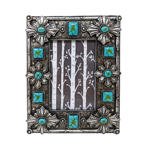 Turquoise Gemstone Southwest Frame: Tabletop Picture Frame for Western &  Decor | Decorative Picture Frame for Southwestern Home Décor