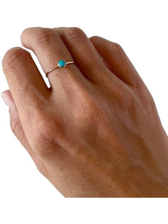 Turquoise Gemstone ring, Natural Turquoise Tiny ring, December birthstone, womens ring, gold micron ring, 925 Sterling Silver, Fine Jewelry, dainty Ring, Minimal Ring