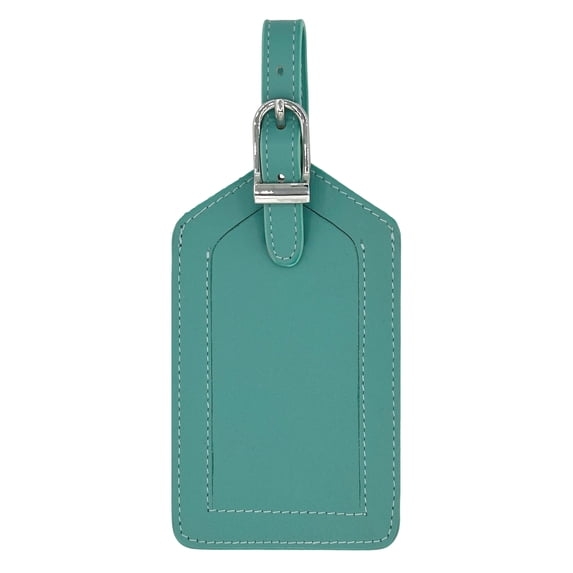 Turquoise Genuine Top Grain Leather Luggage Tag