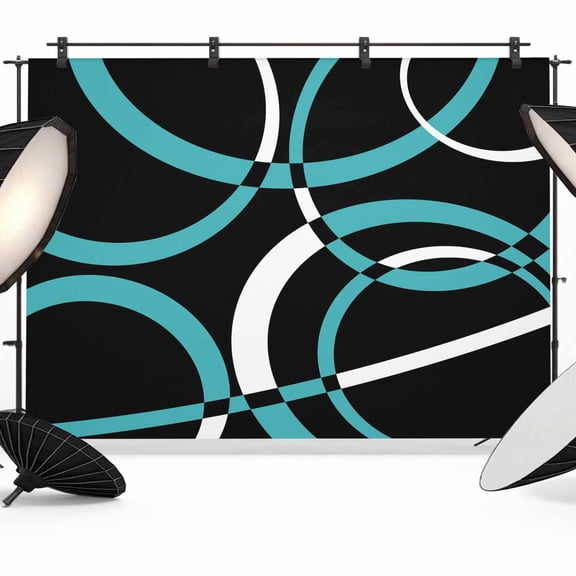 Turquoise Geometric Backdrop for Photoshoot,Photography Photo Studio Background Wall Backdrop,Modern Abstract Aesthetic Striped Art Back Drop Banner Panel for Portraits Wedding Live Streaming 7x5Ft