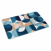 Turquoise Geometric Doormat Outdoor Entrance 24"x36", Modern Abstract European Art Absorb Moisture Dirt Door Mats, Non-Slip Rubber Backing Floor Mats Indoor, Low-Profile Front Door Rugs