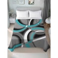 thumbnail image 1 of Turquoise Geometric King Size Flat Sheet, Wrinkleproof & Fadeproof Cooling Flat Bed Sheet Only, Grey Classic Abstract Lines Striped Breathable Soft Bedding Top Sheets 105 x 98 Inches, 1 of 8