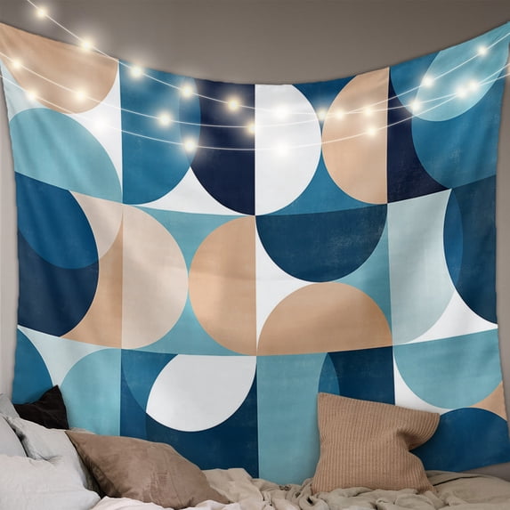 Turquoise Geometric, Large Tapestry for Bedroom Wall Hanging Tapestry, Modern Abstract European Art Ceiling Backdrop Tapestries Poster Blanket Wall Decor for Teens Room Living Room Dorm 100" x 59"