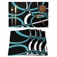 thumbnail image 1 of Turquoise Geometric Placemats Set of 8, Modern Abstract Aesthetic Striped Art Placemats for Dining Table, Place Mats for Kitchen Tabletop, Waterproof Wipeable Dining Table Mats Set, 1 of 9