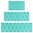 thumbnail image 1 of Turquoise Geometric Quatrefoil Pattern Kitchen Rugs Sets Of 3,Kitchen Runner Rugs Non Skid Washable,Decorative Kitchen Floor Mats for Kitchen,Sink,Laundry,17"x30"+ 17"x47" + 17"x59", 1 of 6