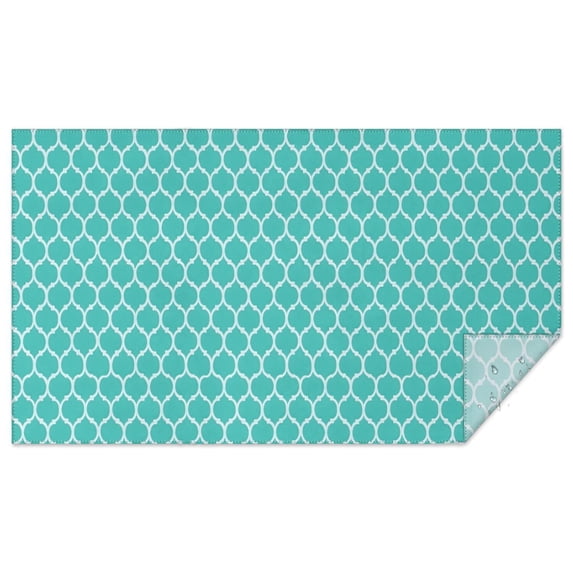 Turquoise Geometric Quatrefoil Pattern Rectangle Tablecloth 60"x102",Waterproof Polyester Rectangle Table Cloth, Wipeable Spillproof Polyester Tablecloth for Dining, Camping, Indoor and Outdoor