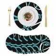 thumbnail image 1 of Turquoise Geometric Round 13 Inch Placemats Set of 6, Modern Abstract Aesthetic Striped Art HeatResistant Non Slip Place Mats for Dining Table, Wipeable Braided Kitchen Table Mats for Housewarming, 1 of 9