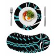 thumbnail image 1 of Turquoise Geometric Round Placemats Set of 8 for Dinning Tables,Heat-proof Braided Table Mats 13 Inch,Modern Abstract Aesthetic Striped Art Washable Place Mat for Kitchen Restaurant Party Table Decor, 1 of 9